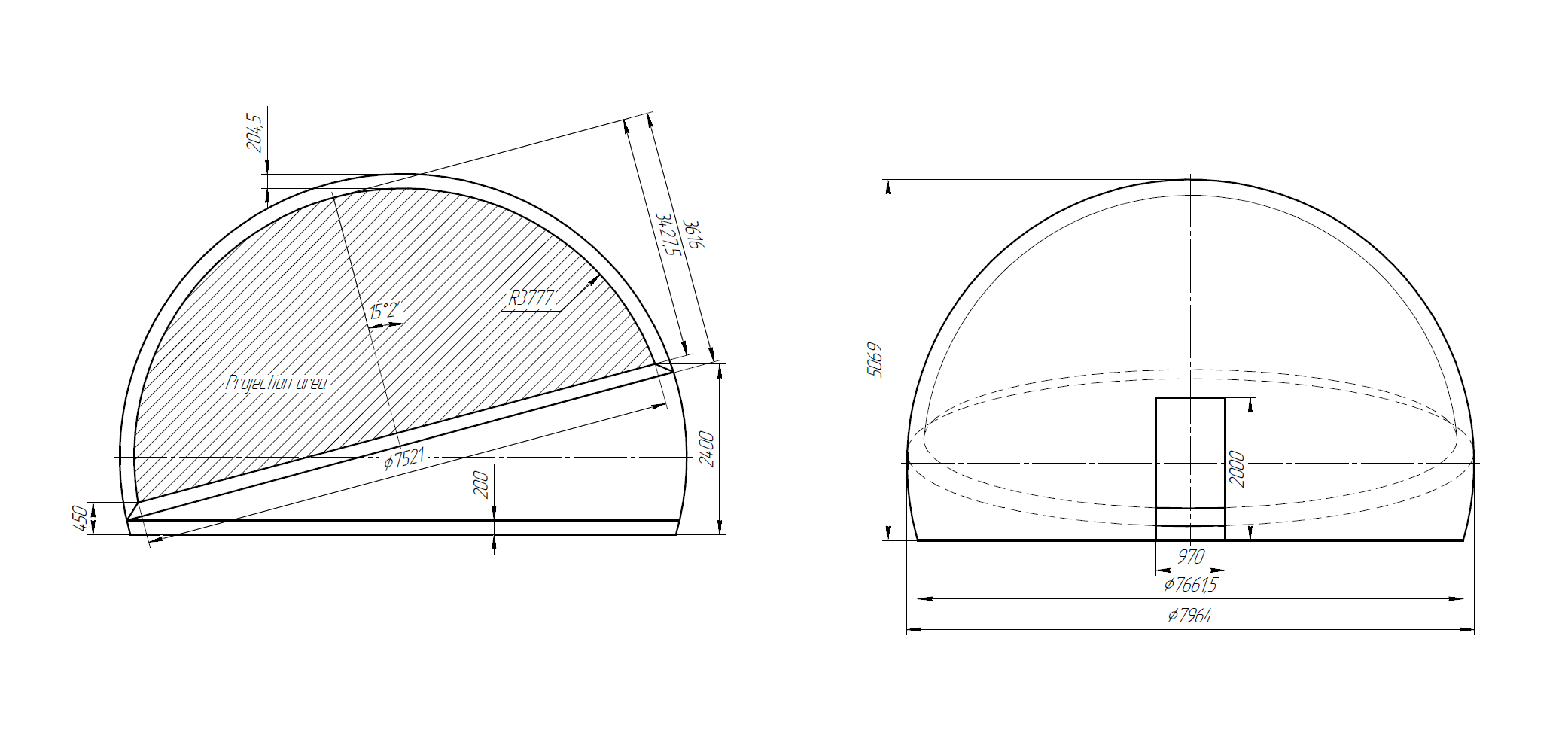 Dome aluminium rain cover